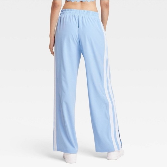 JoyLab Women’s Piped Mid Rise Track Pants NWT Size Medium Blue White Stripe - Picture 2 of 8